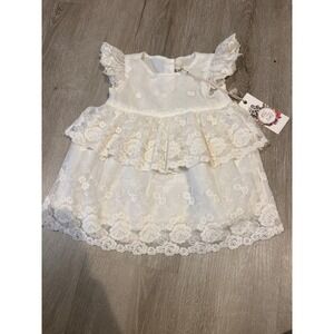 miss rose sister violet White floral dress size 3-6 months